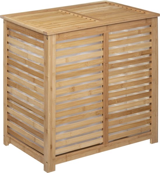 5Five® Sicela Bamboe Wasmand met 2 vakken - 110 liter - Bruin