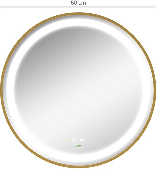 4goodz Ronde Badkamerspiegel 60 cm met LED Verlichting 834-393 - Goud