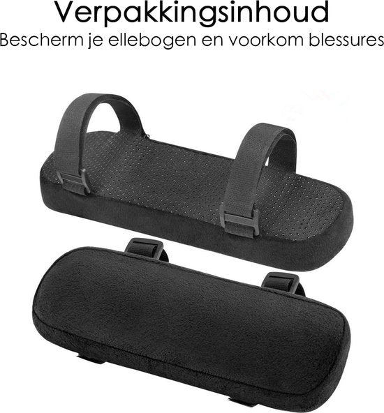 Armleuning Kussen Bureaustoel - Universeel - Zwart - 2 Stuks - Elleboog Kussen - 25,7 x 7,5 x 3 CM - Armkussen