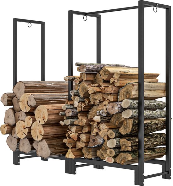 Haardhoutrek 123 cm Tot 200 kg - Houtopslag Staal - Zwart