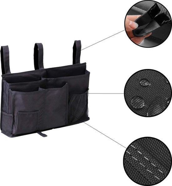 Bedside opslag zwart - Opbergzak voor naast bed - Bedside Pocket - Bed Organizer - 50,8 x 10,1 x 30,5 cm