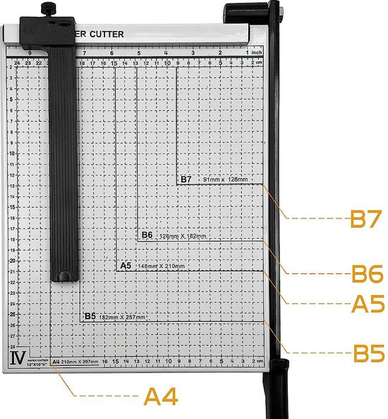 Hefboomsnijmachine - Papiersnijder - Geschikt voor A3, A4, A5, B5, B6 of B7 - Snijtafel - Guillotine voor Papier