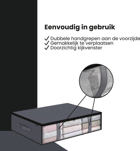 Onderbed opbergtas - 2 stuks - 60x45x15 cm - Kleding of Dekbed opbergen onder het Bed