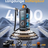 Pro Elektrische Fietspomp met 4 Opzetstukken en LED Verlichting - 4000mAh - Voor Auto, Fiets, Ballen & Luchtbedden - Draagbare Luchtcompressor