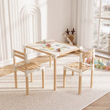 Fixwood Kinder Tafel- en Stoelenset – Natuurlijk Hout & Kunststof – Duurzaam Speel- en Leermeubel – 3-delig (1 Tafel + 2 Stoelen)
