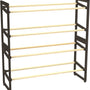 FixWood Houten Schoenenrek – 2-in-1 Stapelbaar Schoenenrek – 2 of 4 Lagen – Compact, Duurzaam en Stijlvol – Zwart-Hout – 65x26x52 cm