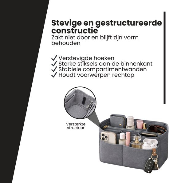 Handtas organizer - Bag in Bag - 11 ruime vakken - 17 9 Tasorganizer
