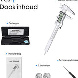 Digitale Schuifmaat - 150 mm Precisie Meting met LCD Display - Inclusief Opbergtas & Batterijen