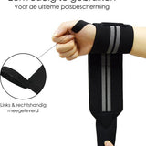 Fitness - Crossfit Polsband - 2 Stuks - Polsbandage Wrist Support Wraps - Pols Bandage Band - Bodybuilding Support - Gewichthef Straps - Krachttraining Lifting Workout Straps - Set Van 2 Stuks - Zwart-Grijs