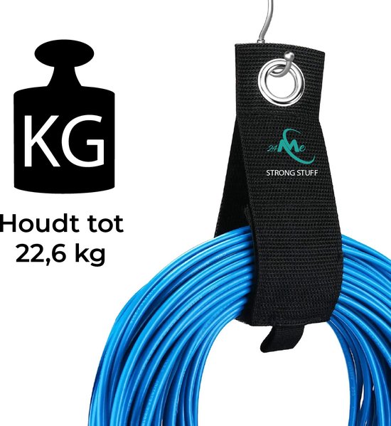 24ME® 4x Heavy Duty Storage Strap - Maat L - Kabelbinders met Ring - Sterk Klittenband - Organizers - Slijtvast