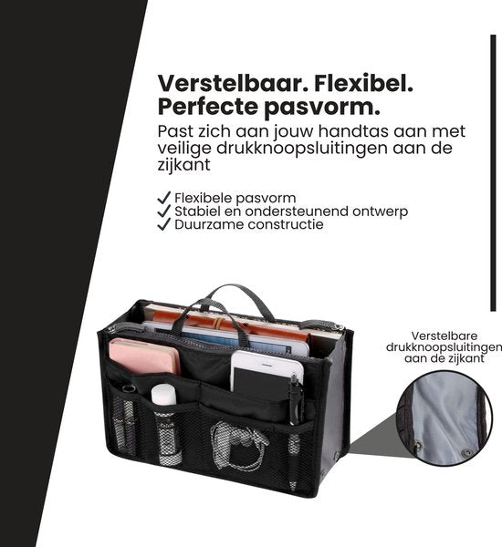 Handtas organizer - Bag in Bag - 11 ruime vakken - 17 9 Tasorganizer