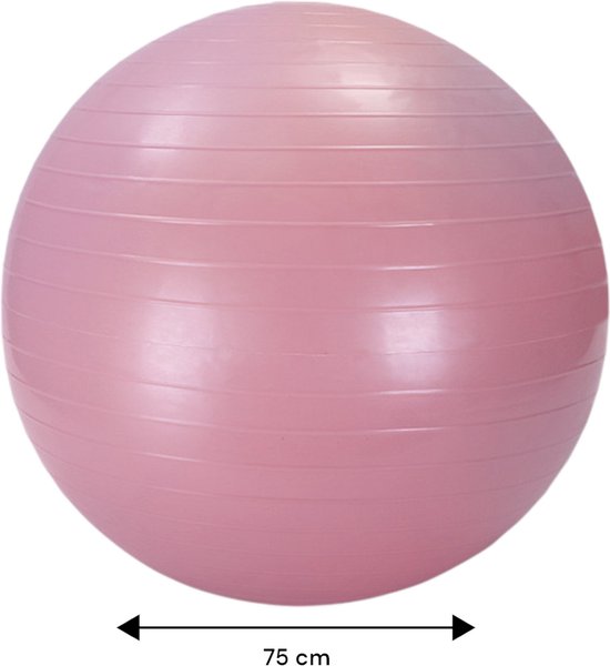 Yoga bal - Roze - inclusief pomp - Fitness bal - Zwangerschapsbal - 75 cm - Stevig & duurzaam