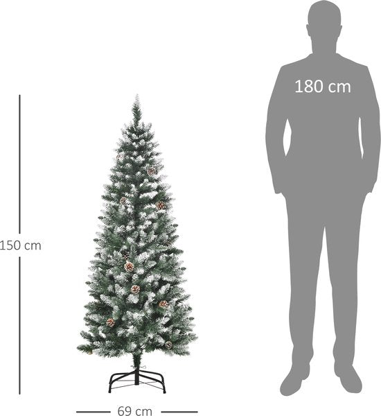 Kunstkerstboom met dennenappels en sneeuw 180 cm - Ø75 cm