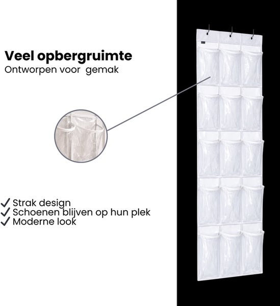 Deur Schoenen Organizer – 15 Vakken – Hangende Schoenenopberger – Transparant – Schoenenrek voor Deur – Opberg Organizer voor Schoenen, Accessoires & Kleding