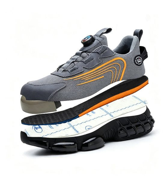 Veiligheidsschoenen Heren - Maat 41 - Stalen Neus & Anti-Perforatie Zool - Lichtgewicht & Ademend - Anti-Slip Werkschoenen met Draaisluiting - Grijs