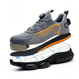Veiligheidsschoenen Heren - Maat 45 - Stalen Neus & Anti-Perforatie Zool - Lichtgewicht & Ademend - Anti-Slip Werkschoenen met Draaisluiting - Grijs