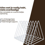 LP Opbergsysteem - Wit - Elpee Opbergrek - Platenrek van Metaal - Opbergrek LP - Vinyl OpbergSysteem - 50 tot 60 Platen - Bordenstandaard - Boekenstandaard