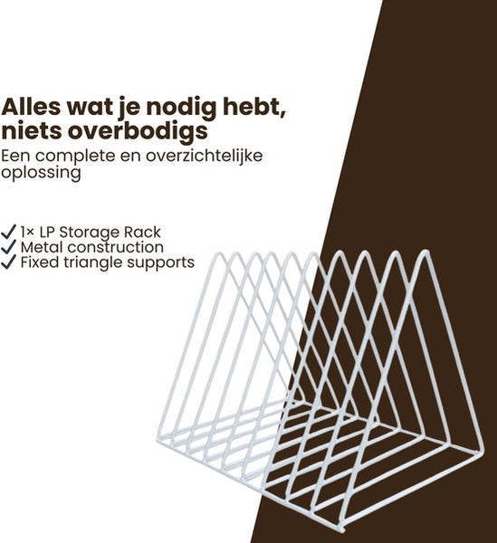 LP Opbergsysteem - Wit - Elpee Opbergrek - Platenrek van Metaal - Opbergrek LP - Vinyl OpbergSysteem - 50 tot 60 Platen - Bordenstandaard - Boekenstandaard