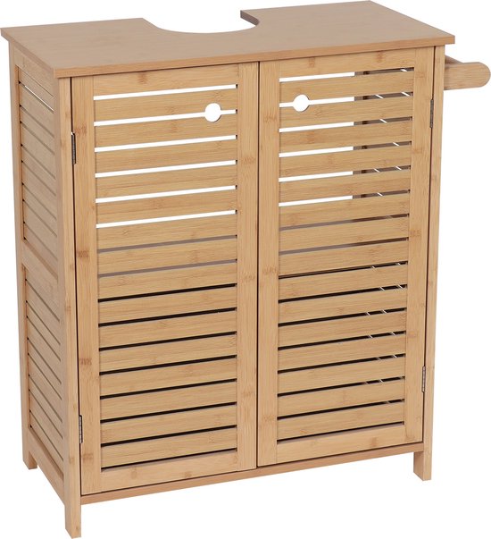 Wastafelonderkast Trinidad met Uitsparing met 2 planken - Wastafelmeubel MDF/Bamboe