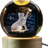 DMG Supply 3D Kristallen Bol Lamp - USB Oplaadbaar - LED Lamp - Nachtlamp - Tafellamp - Bureaulamp