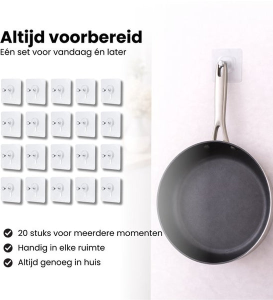 Zelfklevende Spijkers – 20 Sterke Plakspijkers voor Muurbevestiging – Handig Ophangsysteem – Plakschroeven voor Eenvoudig en Schadevrij Ophangen