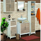 Badkamerkast Stockholm met deur en 6 planken 35x26x173 cm - Wit/Bruin