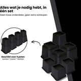 Meubelverhoger Set - Verstelbare Poten - 8 stuks - Zwart - 3 verschillende hoogtes: 10 cm, 15 cm of 22,5 cm