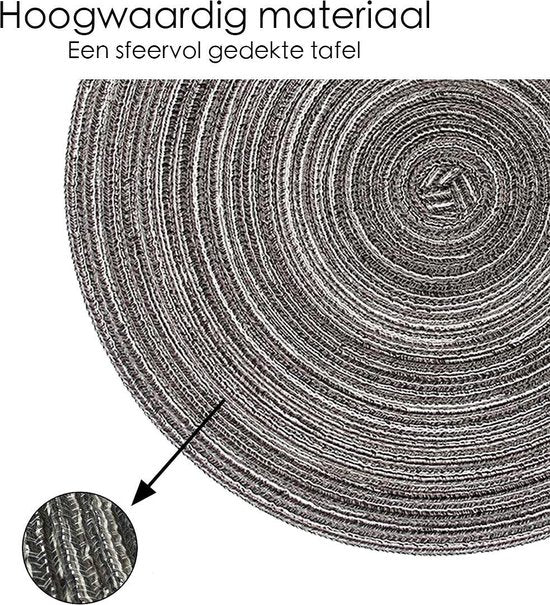 Placemat - 2 stuks - Placemat Rond - 38 cm - Placemats Rond Gevlochten - Tafelonderzetter - Tafel onderleggers - Onderleggers placemat