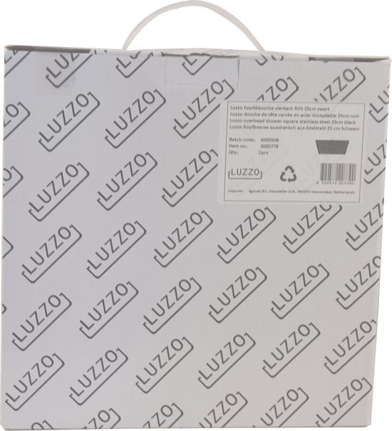 Luzzo® Regendouchekop extra Platte Hoofddouche Vierkant RVS Ø25 cm - Douchekop Zwart