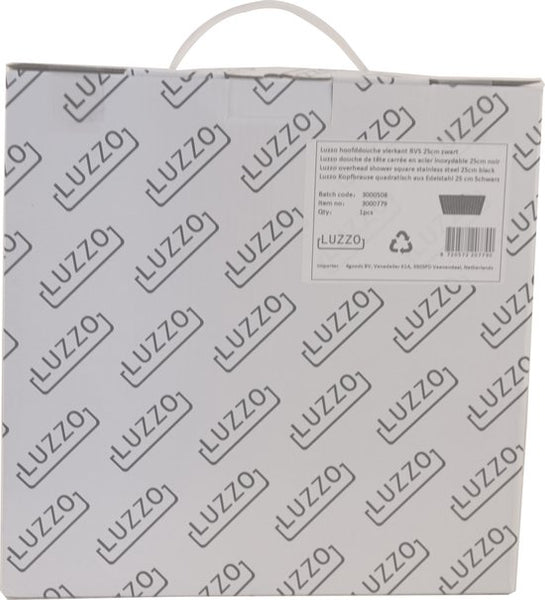 Luzzo® Regendouchekop extra Platte Hoofddouche Vierkant RVS Ø25 cm - Douchekop Zwart