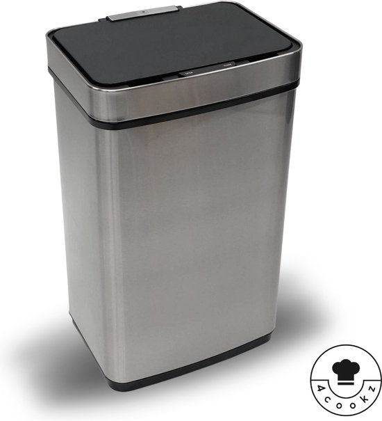 4cookz® Sensorprullenbak 60 liter - RVS Prullenbak