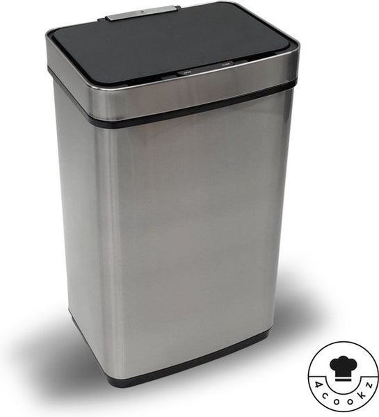 4cookz® Sensorprullenbak 60 liter - RVS Prullenbak