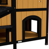 Kattenhuis Kattenhut met Bloembak - 96x65x85 cm - Geel + Zwart