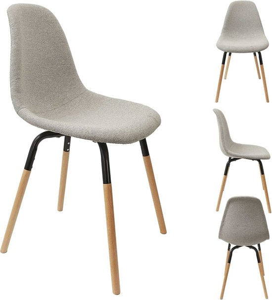 Set van 4 stuks Eetkamerstoel Phenix Eettafelstoel - Lichtgrijs