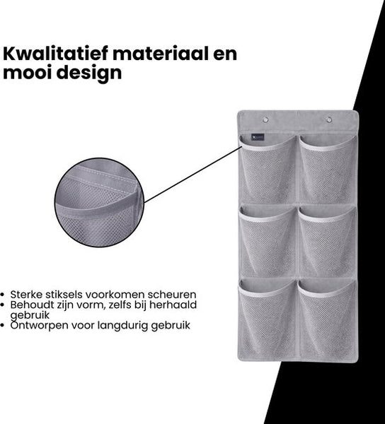 Schoenenkast Hangend - Schoenenzak 6 vakken - Opbergen van Schoenen aan Deur - Schoenenzak Grijs - Oplossing voor rondslingerende schoenen - Hoogwaardige Schoenenkast