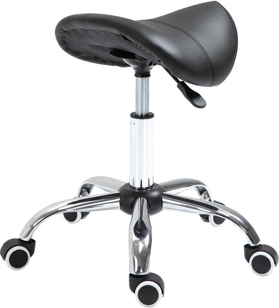 Ergonomische Zadelkruk Kunstleer Amazonekruk in Hoogte Verstelbaar 49-61 cm - Zwart