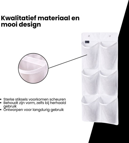 Schoenenkast Hangend - Schoenenzak 6 vakken - Opbergen van Schoenen aan Deur - Schoenenzak Wit - Oplossing voor rondslingerende schoenen - Hoogwaardige Schoenenkast