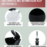 4bathroomz® Dichte Toiletborstel met Wandhouder - Automatische Zwarte Wc borstel