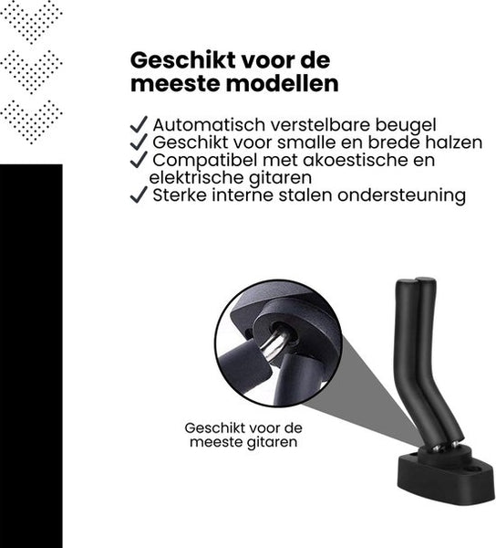 Gitaar Muurbeugel Set van 4 – Gitaarhouder Wand – Verstelbare Gitaarsteun – Universele Gitaar Wandhouder met Zachte Beschermlaag – Geschikt voor Akoestische & Elektrische Gitaar