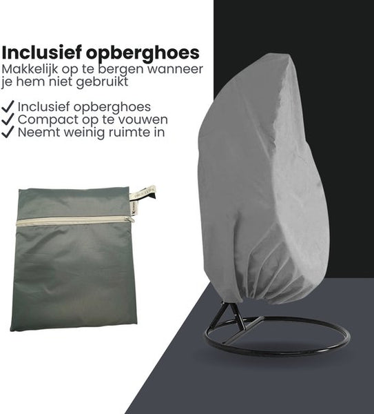 Beschermhoes Hangstoel Egg - Grijs - 190 x 115 cm - Waterproof - Universeel model - Hoes van Egg Chair - Waterdichte Beschermer voor Egg Stoel met Standaard