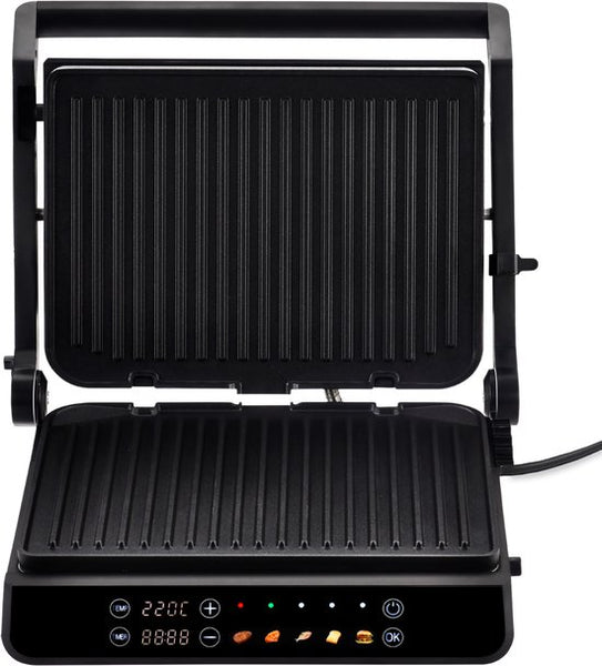 Chefino Forza Digitale Contactgrill - XL - 2000W - PFAS-vrij, uitneembare platen & 5 kookstanden - Groot Formaat - Tosti ijzer - Panini maken - Grill Apparaat - 180 graden uitklapbaar - Tosti Apparaat
