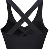 SparkNine Stride sport-bh - met uitneembare pads - 3XL - zwart - plus size - cross-back - medium support - zacht & elastisch materiaal