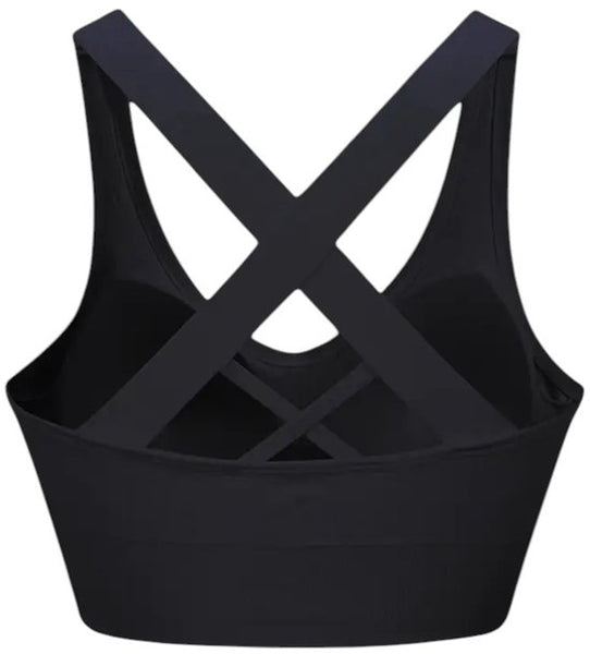SparkNine Stride sport-bh - met uitneembare pads - XXL - zwart - cross-back - medium support - zacht & elastisch materiaal