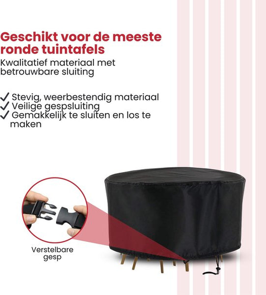 Tuinmeubelhoes Rond - Zwart - Beschermhoes voor je Tuinset - Tuinmeubelbeschermhoes