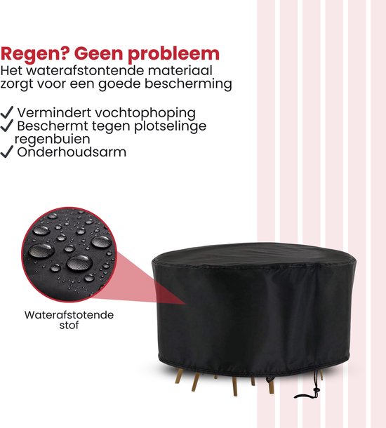 Tuinmeubelhoes Rond - Zwart - Beschermhoes voor je Tuinset - Tuinmeubelbeschermhoes
