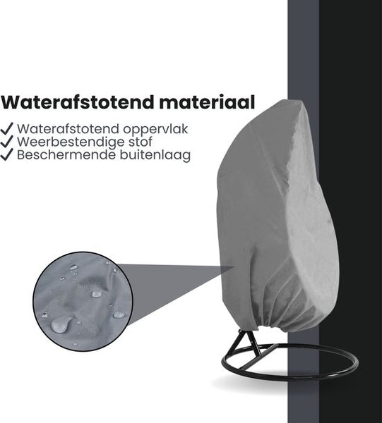 Beschermhoes Hangstoel Egg - Grijs - 190 x 115 cm - Waterproof - Universeel model - Hoes van Egg Chair - Waterdichte Beschermer voor Egg Stoel met Standaard