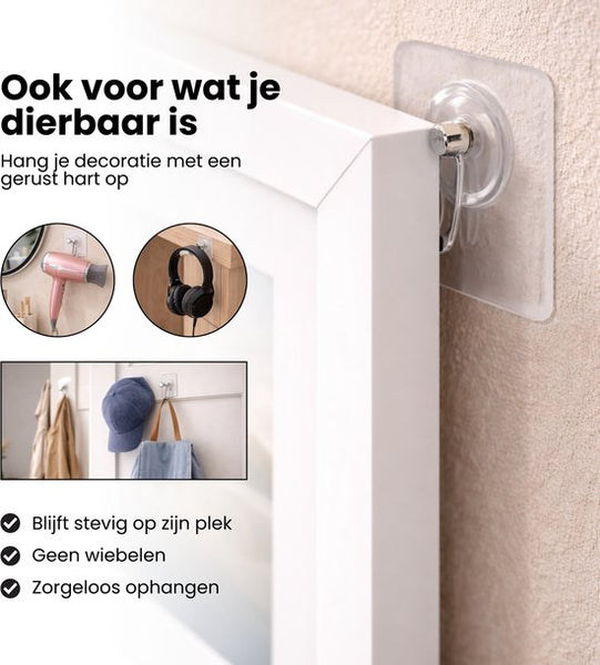 Zelfklevende Spijkers – 20 Sterke Plakspijkers voor Muurbevestiging – Handig Ophangsysteem – Plakschroeven voor Eenvoudig en Schadevrij Ophangen