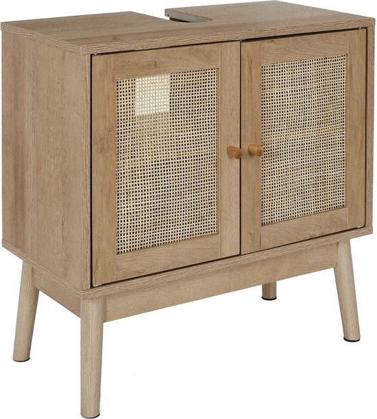 Wastafelonderkast Bali met Uitsparing - 30x60x70 cm - Wastafelmeubel Bruin