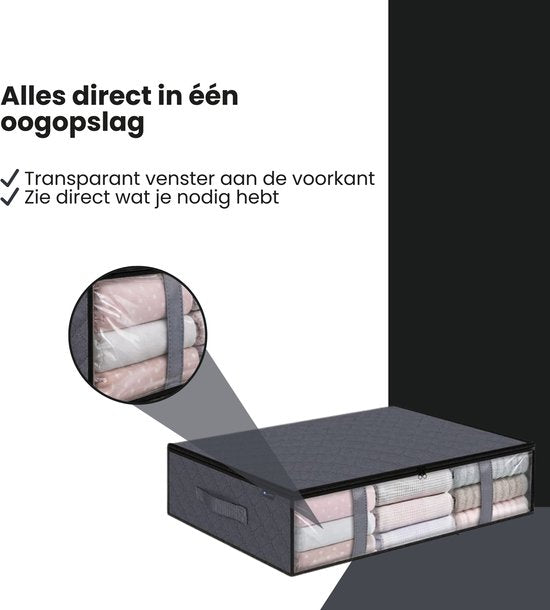 Onderbed opbergtas - 2 stuks - 60x45x15 cm - Kleding of Dekbed opbergen onder het Bed