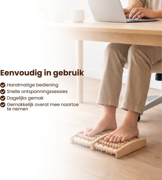 Houten Voetmassage Roller – Voetmassage Apparaat – Voetreflex Massage Roller – Massief Hout – Tegen Vermoeide Voeten – Handmatige Voetmassager